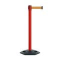 Montour Line Stanchion Belt Barrier Rubber Base Red Post 9ft.Brown Belt MSR630-RD-BN-90